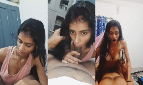 Newly Married Slim Wife Giving Blowjob Painful Fucking Moaning